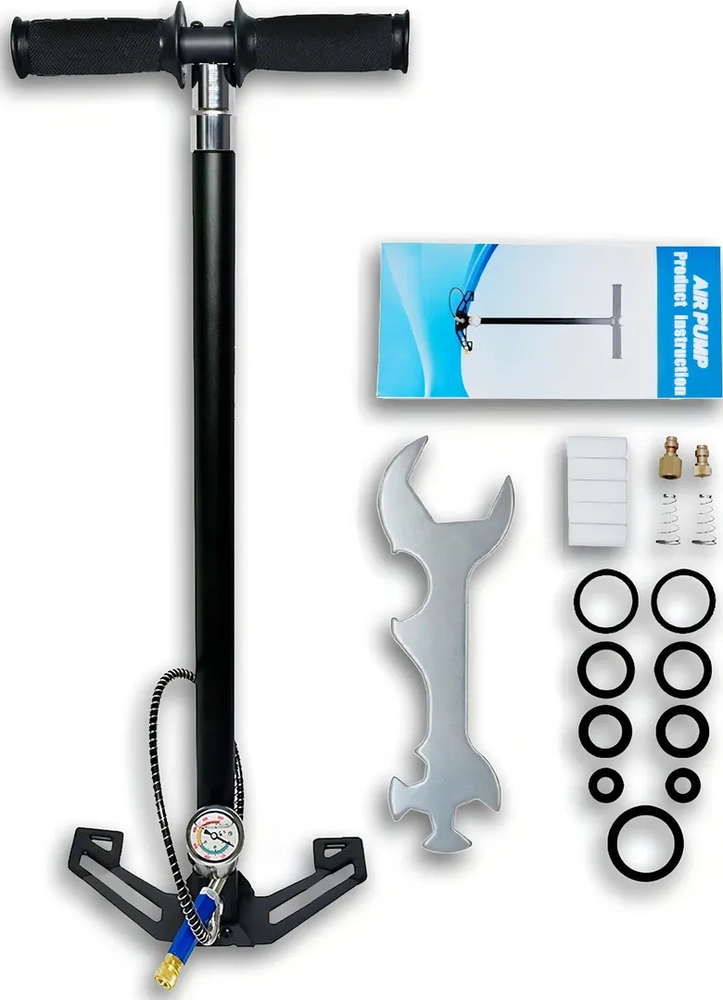 BOMBIN PCP 4 ETAPAS 4500 PSI INFLADOR PCP BOMBIN NEUMATICOS COLOR NEGRO - 4