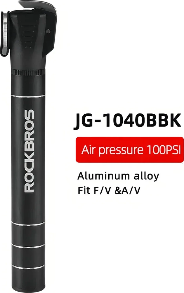 BOMBIN BICICLETA ROCKBROS ALUMINIO/ 100 PSI COLOR NEGRO - 4