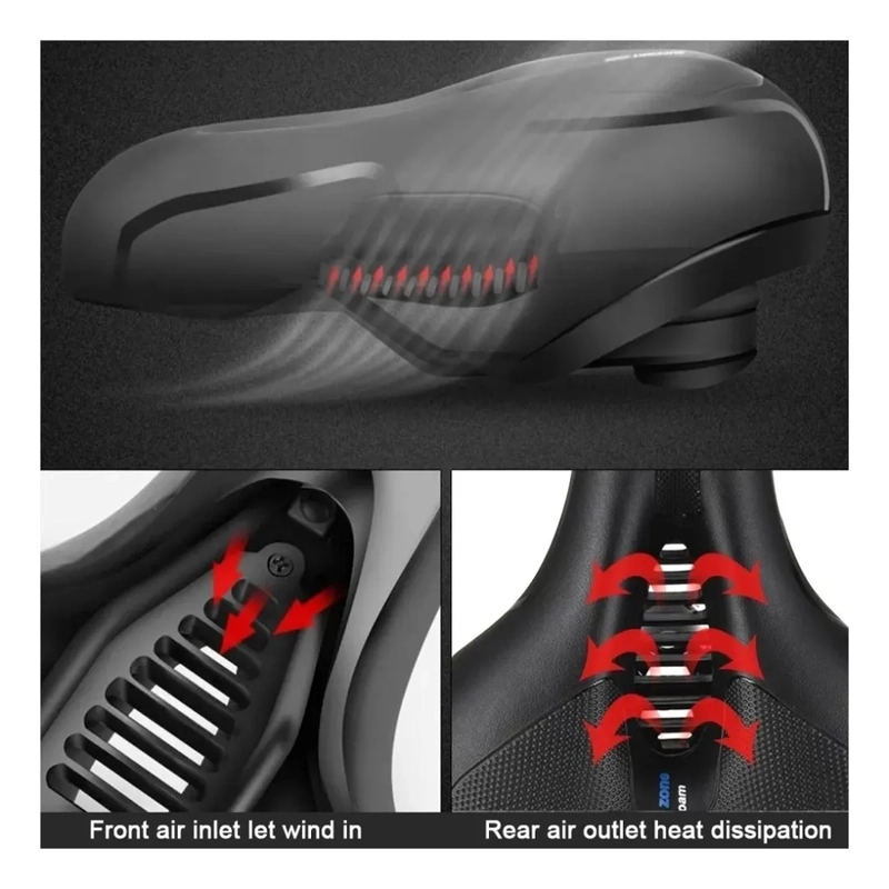 ASIENTO SILLIN BICICLETA ANTIPROSTATICO CON GEL ACOLCHADO NEGRO - 3