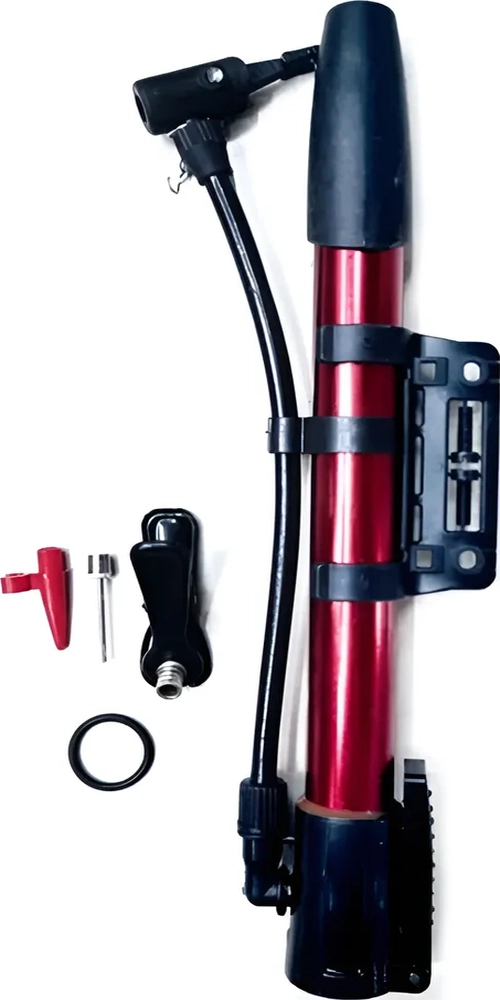 BOMBIN MANUAL INFLADOR PARA LLANTAS DE BICICLETA Y PELOTAS NEGRO AZUL GRIS ROJO - 5