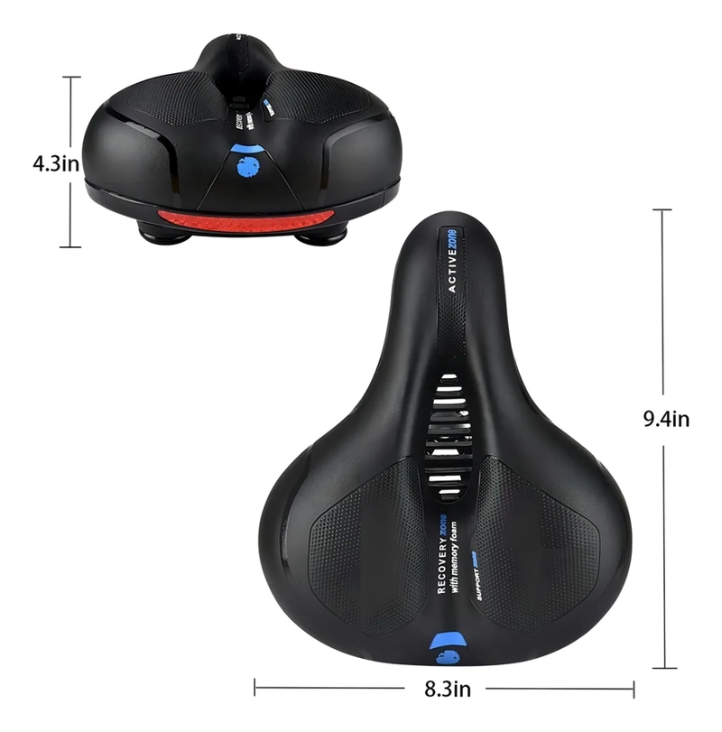 SILLIN ASIENTO BICICLETA ANTIPROSTATICO AMPLIO REFLECTANTE COLOR NEGRO-AZUL - 2
