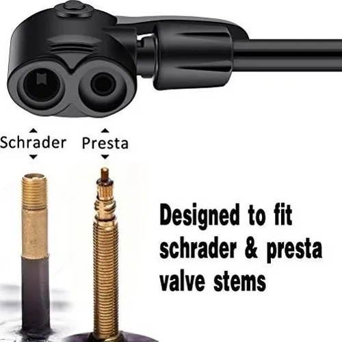 BOMBIN INFLADOR PIE PORTATI MEDIDOR DOBLE VALVULA BICICLETA - 3