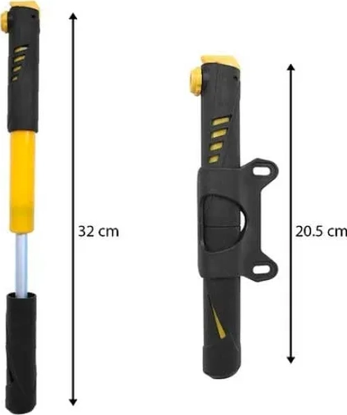 MINI BOMBIN DE MANO LIVIANO PVC-ALUMINIO 120 PSI CON SOPORTE COLOR NEGRO Y AZUL - 4