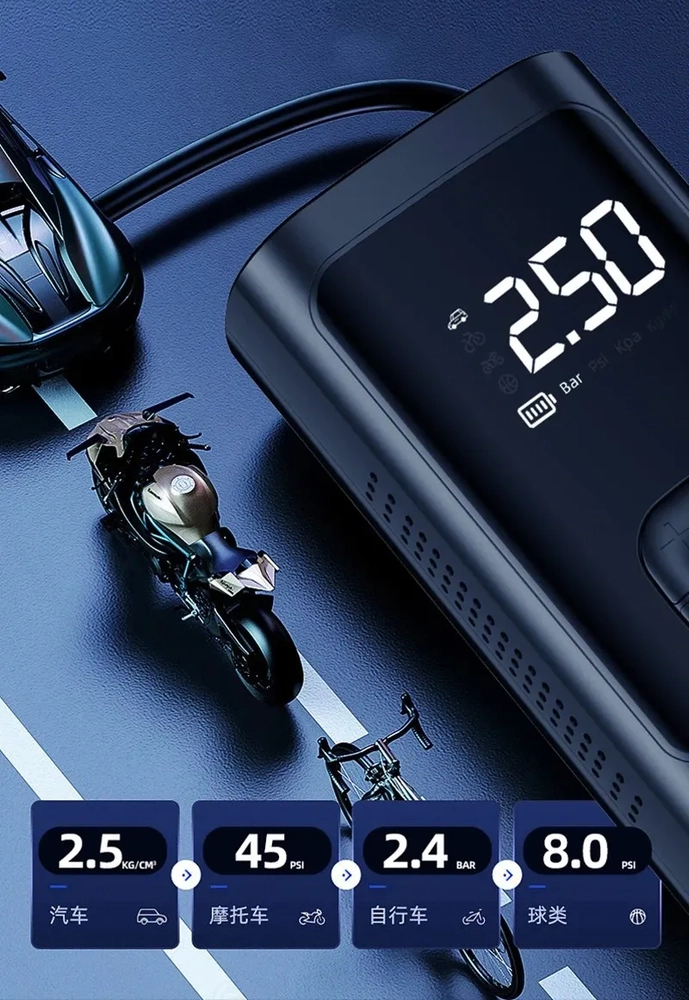COMPRESOR AIRE 150PSI AUTO MOTO BICICLETA POWER BANK 6000MAH COLOR NEGRO - 271053 - 5