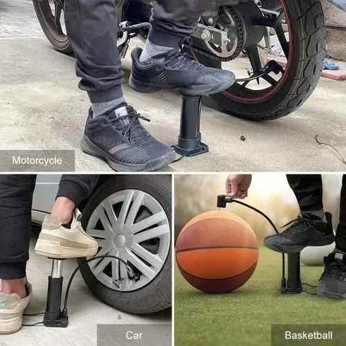 BOMBA AIRE INFLADOR DE PIE MOTO BICICLETA LLANTAS MINI - 1