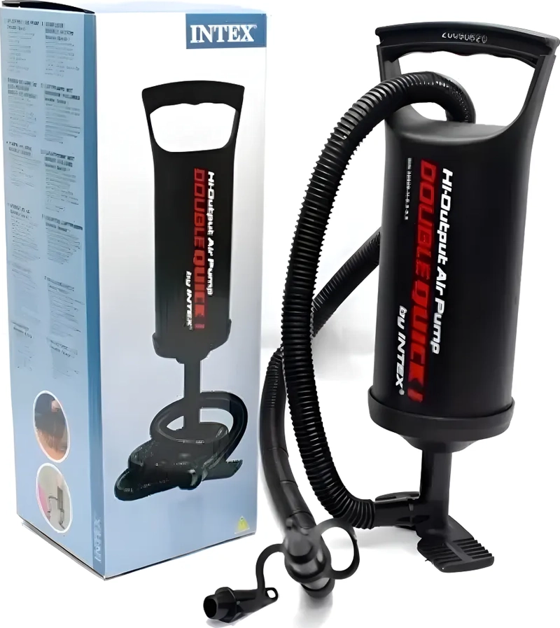 BOMBA DE AIRE MANUAL DOUBLE QUICK MEDIUM - INTEX 68614, COLOR NEGRO - 1