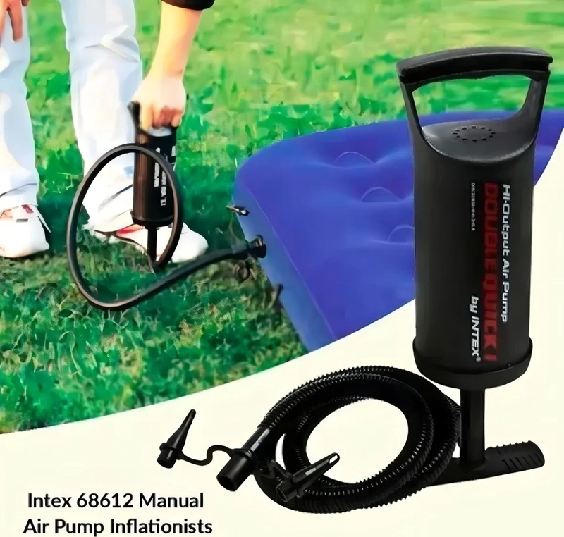 BOMBA DE AIRE MANUAL DOUBLE QUICK MEDIUM - INTEX 68614, COLOR NEGRO - 4