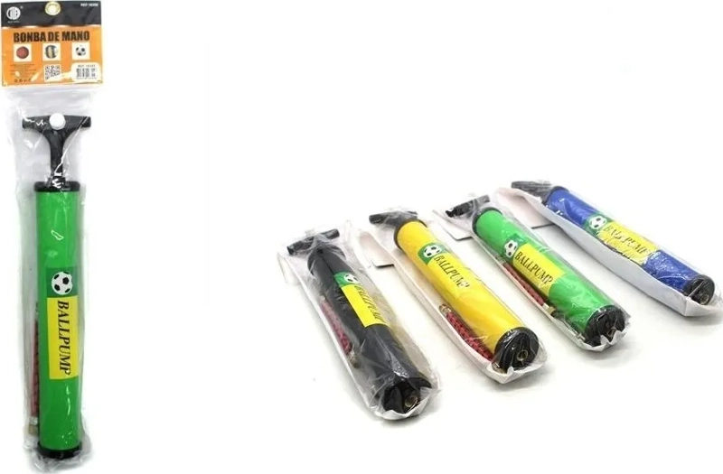 BOMBIN INFLADOR MANUAL PARA BICICLETAS Y PELOTAS ETC COLOR ROJO/AMARILLO/VERDE/AZUL - 2