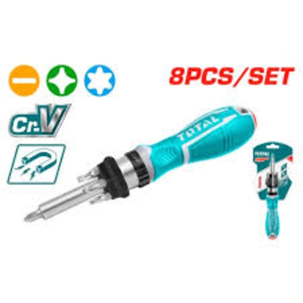 KIT SET JUEGO DESTORNILLADOR RATCHET 8 PCS TOTAL TACSD30086 - 2