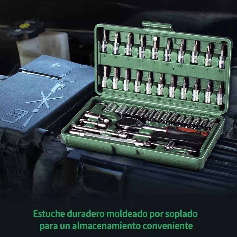 JUEGO DE HERRAMIENTAS MECANICAS REPARACION AUTO 46PCS EN CAJ - 3
