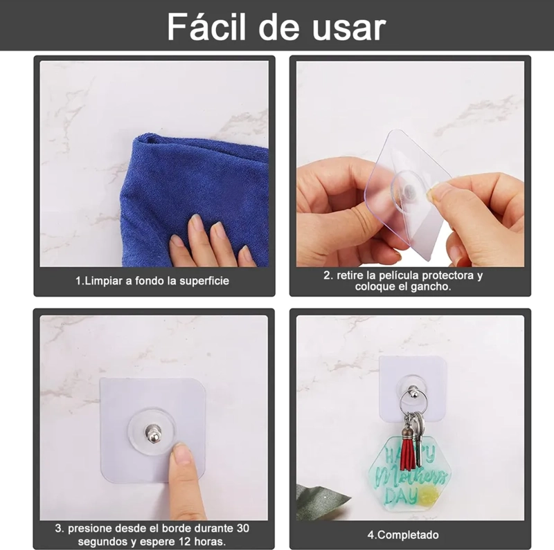 ADHESIVO DE TORNILLO DE GANCHO DE PARED SIN CLAVOS NO DEJA R - 5