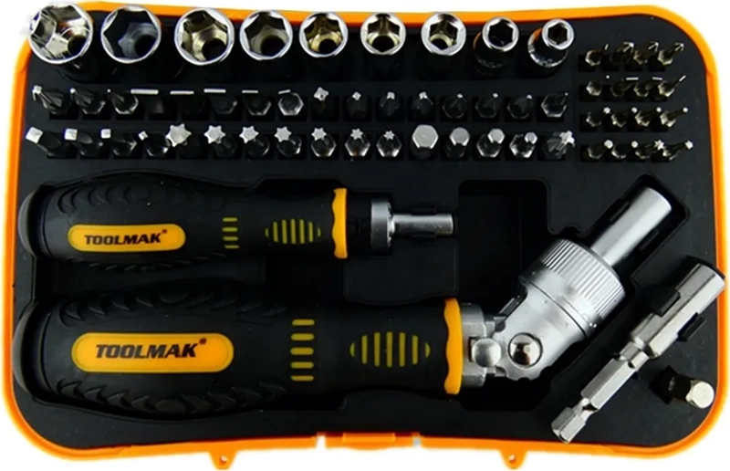 JUEGO PUNTAS DESTORNILLADOR CON RATCHET 1/4 61 PIEZAS TMK - 1
