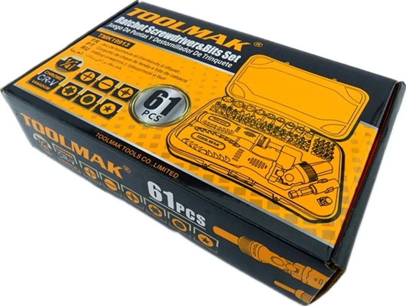 JUEGO PUNTAS DESTORNILLADOR CON RATCHET 1/4 61 PIEZAS TMK - 3