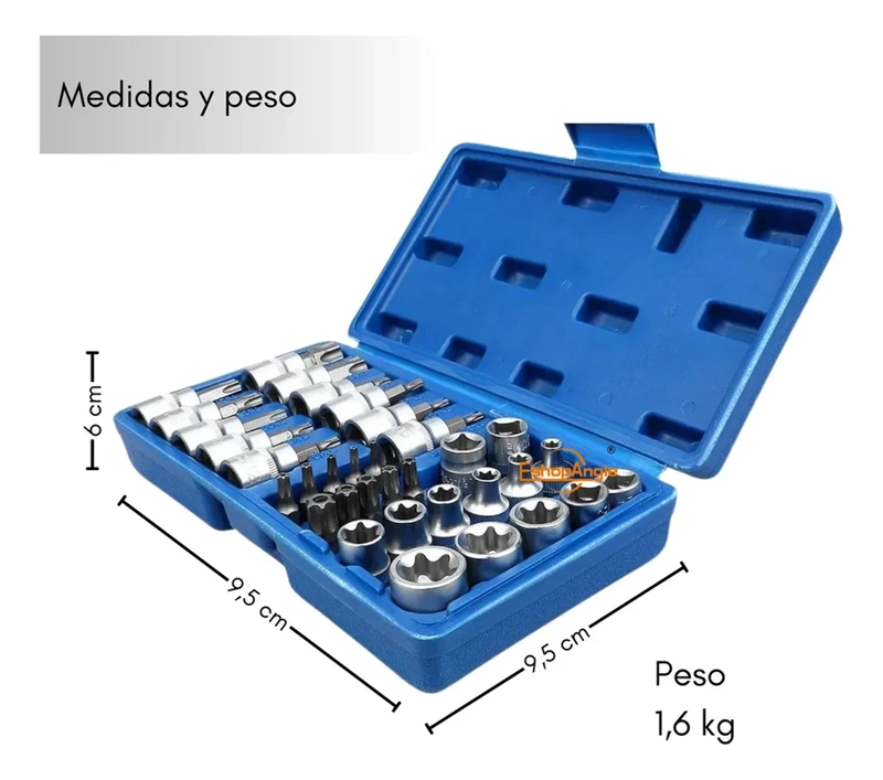 JUEGO DADOS TORX ESTRELLA 3/8 HEMBRA MACHO 34 PCS - 6