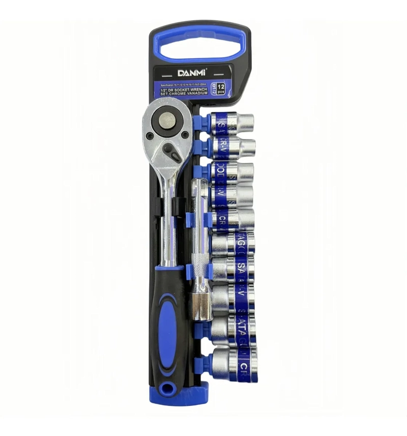 SET JUEGO DADOS 12 PIEZA CHICHARRA 1/2 CROMO VANADIO DANMI COLOR AZUL Y NEGRO - 2