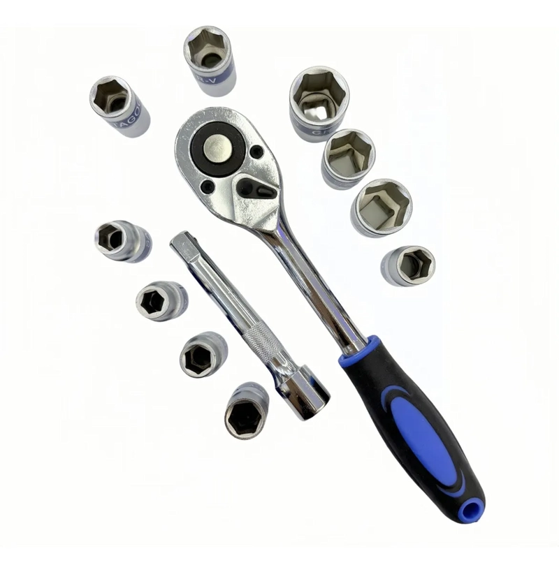 SET JUEGO DADOS 12 PIEZA CHICHARRA 1/2 CROMO VANADIO DANMI COLOR AZUL Y NEGRO - 3