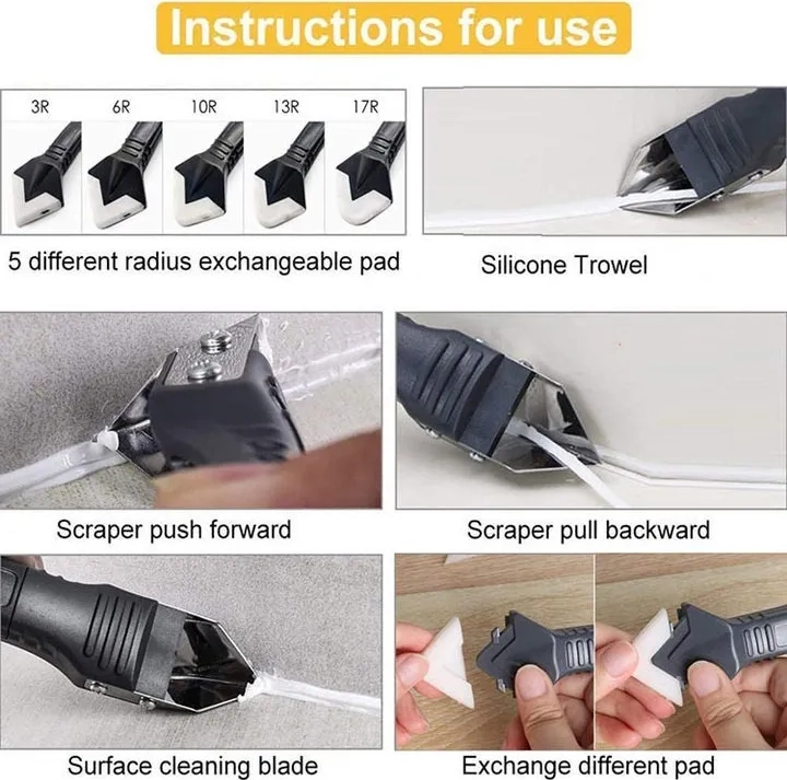 RASPADOR SELLADOR SILICONA CALAFATEO REMOVEDOR SILICONA27PCS - 6