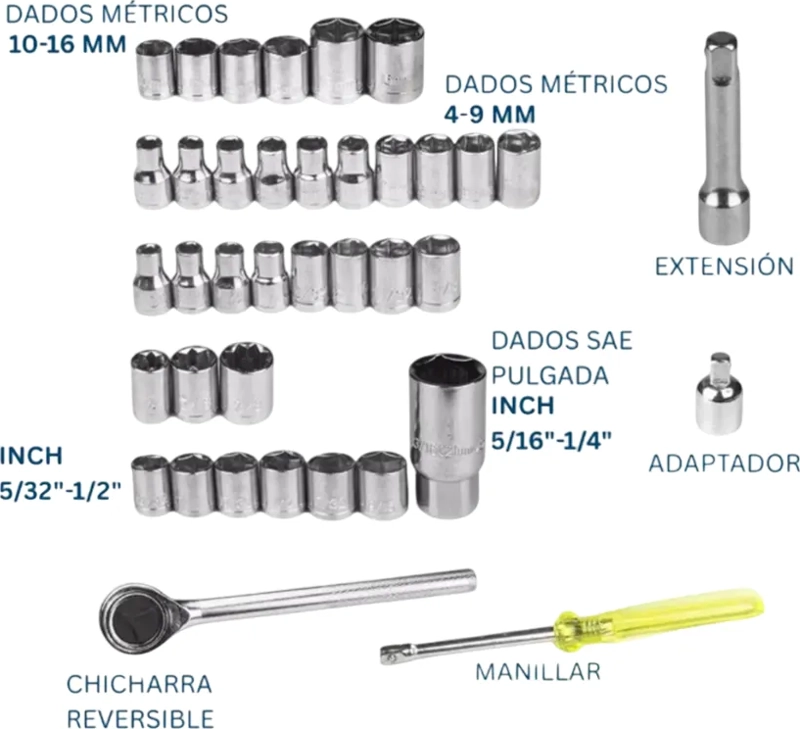 LLAVES PUNTA CORONA 14 PIEZAS + JUEGO DADOS + DESTORNILLADOR DESTORNILLADOR TIPO GOLPE - 1