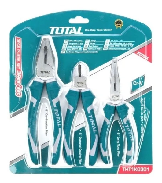 KIT SET JUEGO DE ALICATES 3 PIEZAS TOTAL THT2K0301 - 2