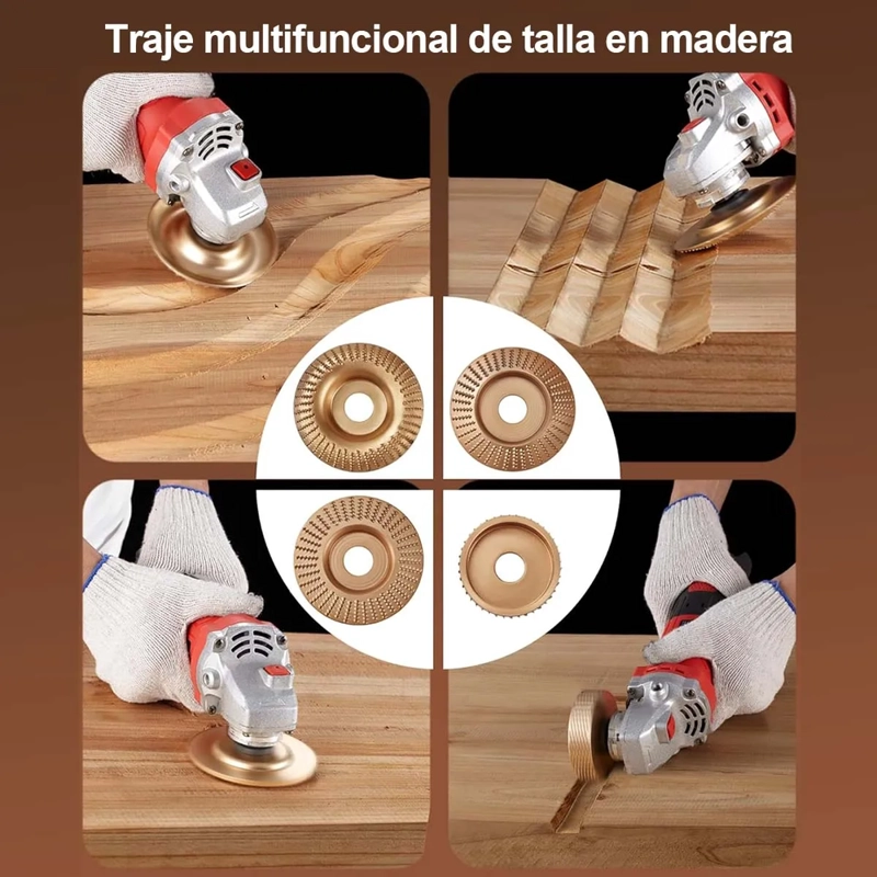 JUEGO DE 4 DISCOS PARA TALLAR MADERA+JUEGO DE 5 ESCOFINAS ORO - 5