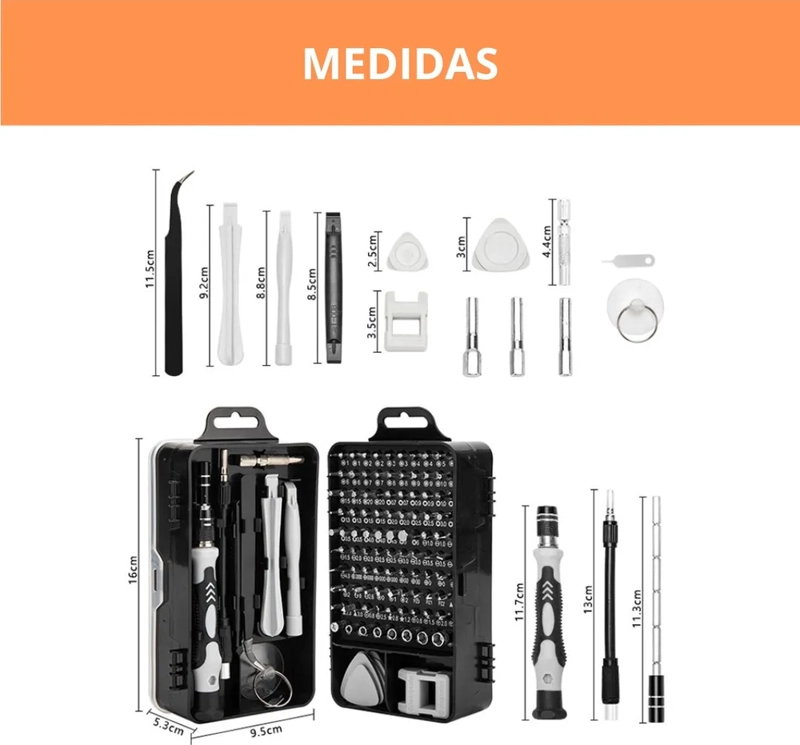 JUEGO KIT SET DESTORNILLADORES PRECISION 115 EN 1 TELEFONO - 5