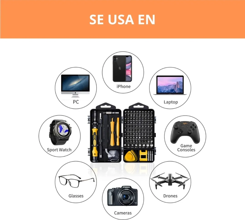 JUEGO KIT SET DESTORNILLADORES PRECISION 115 EN 1 TELEFONO - 6