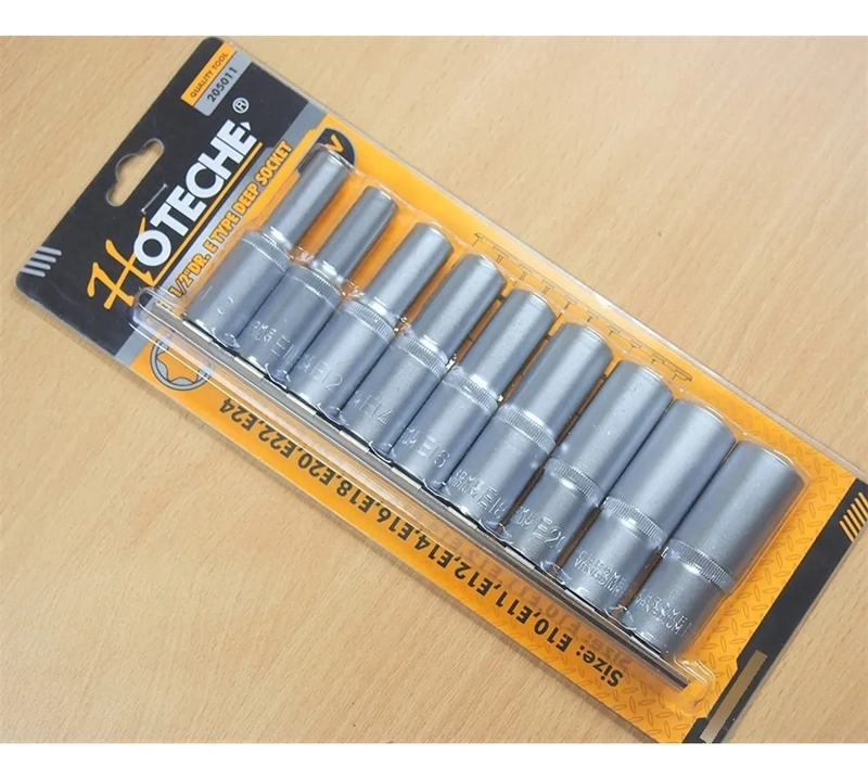 JUEGO DADOS HEMBRA TORX ESTRELLA LARGOS 1/2X9PIEZAS HOTECHE PLATEADO - 1