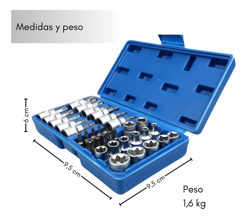 JUEGO DADOS TORX ESTRELLA 3/8 HEMBRA MACHO 34 PCS CROWNMAN TECNOPRO - 3