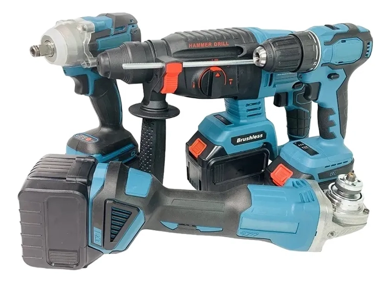KIT DE HERRAMIENTAS ELE CTRICAS COMBINADAS INALAMBRICAS 4 PCS COLOR AZUL - 1
