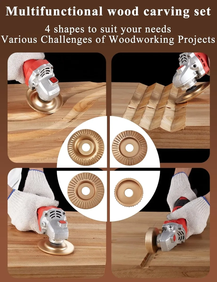 JUEGO DE 5 DISCOS PARA TALLAR MADERA+5PCS ESCOFINAS+LLAVE ORO - 3