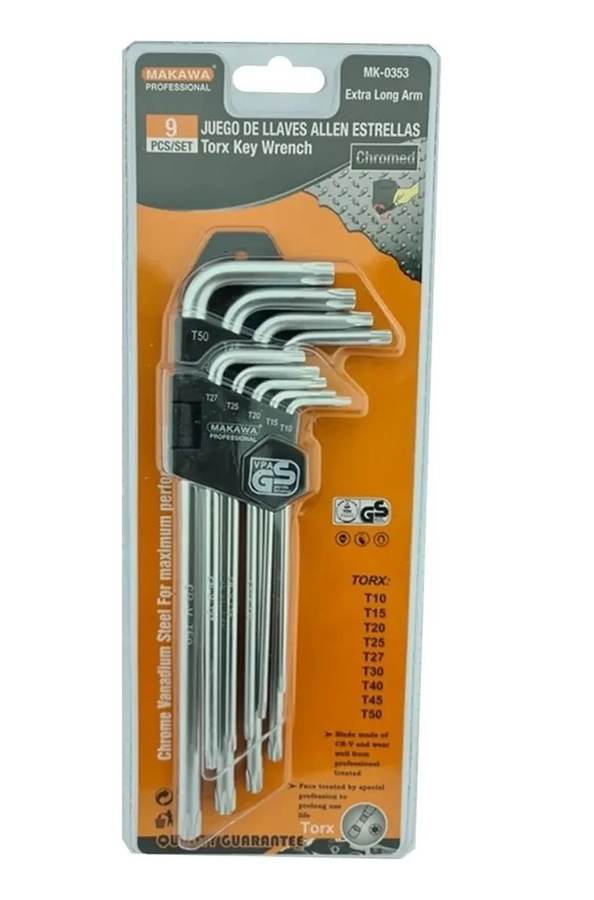 KIT SET JUEGO DE LLAVES ALLEN PUNTA ESTRELLA 9 PIEZAS MAKAWA - 2