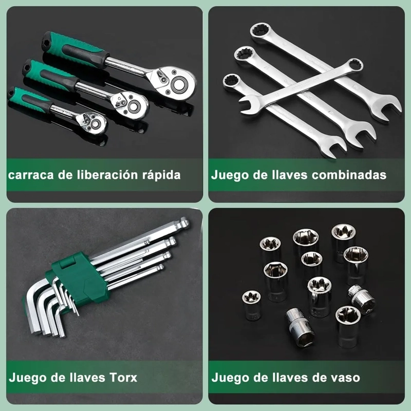 JUEGO CAJA SET DADOS CROMO VANADIUM PROFESIONALES 108 PIEZAS - 4