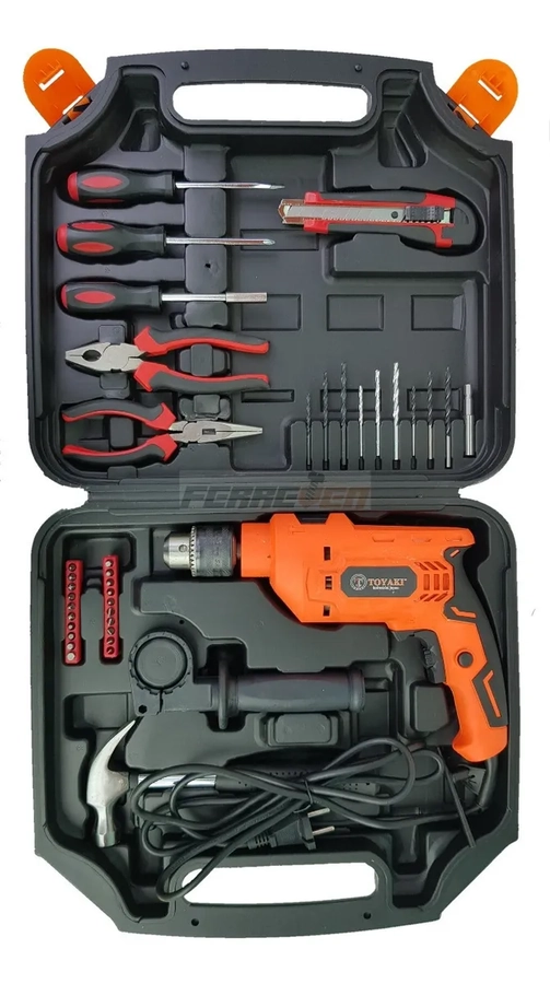 MALETA MULTI HERRAMIENTA TALADRO 650W 102 PCS TOYAKI TK-878 COLOR NEGRO/NARANJA - 3