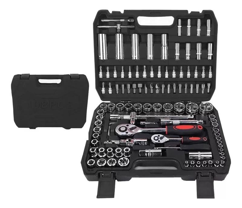 SET DE CAJAS DE HERRAMIENTAS DE DADOS DE 108 PIEZAS DE CRV NEGRO - 1