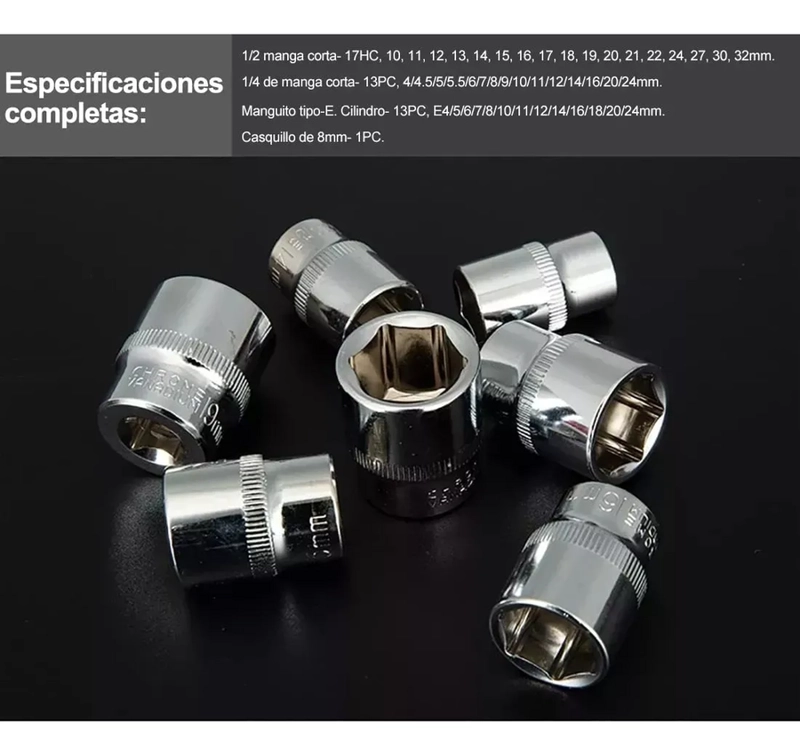 SET DE CAJAS DE HERRAMIENTAS DE DADOS DE 108 PIEZAS DE CRV NEGRO - 3