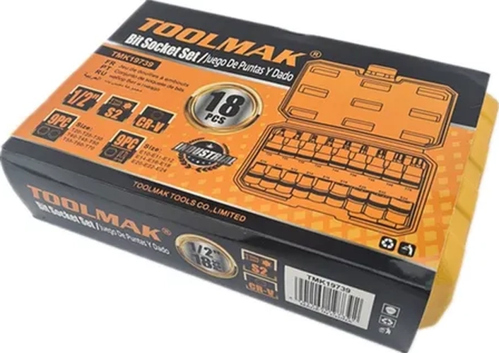 JUEGO DADOS TORX Y ESTRELLA 1/2 PULG MACHO HEMBRA 18 PIEZAS - 1