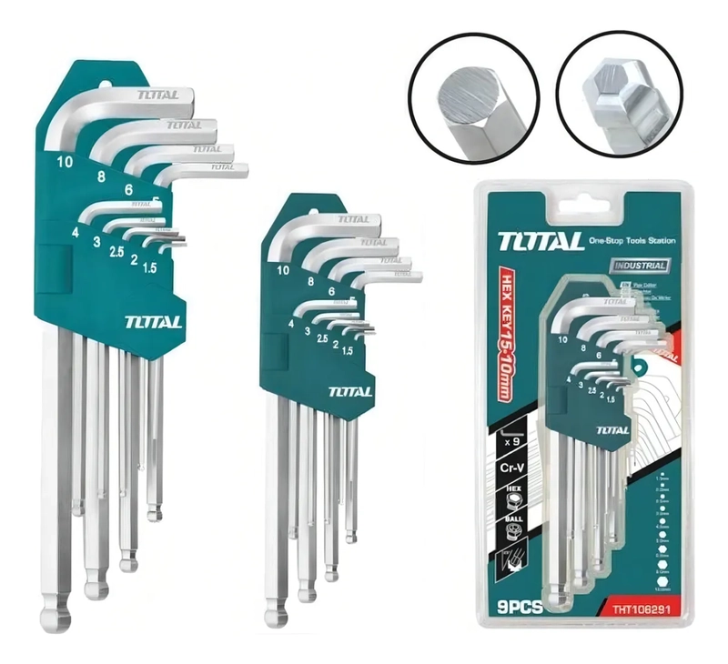 SET JUEGO LLAVES MEDIANAS ALLEN PUNTA ESFE RICA 9 PZS TOTAL - 2