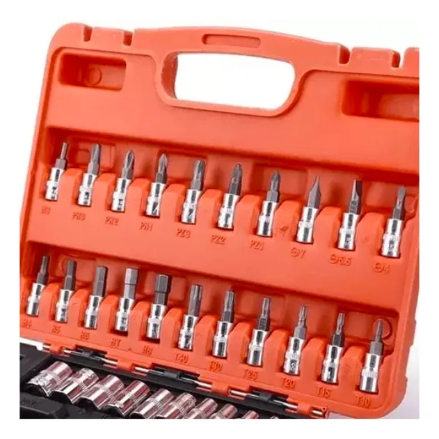 CAJA HERRAMIENTAS SET KIT JUEGO DADOS CHICHARRA LLAVES CORONA 53 PIEZAS TECNOPRO - 3