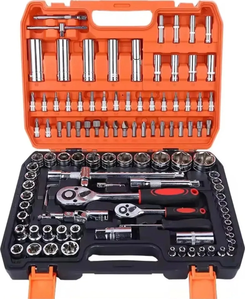 JUEGO CAJA SET DADOS CROMO VANADIUM PROFESIONALES 108 PIEZAS NARANJA - 1