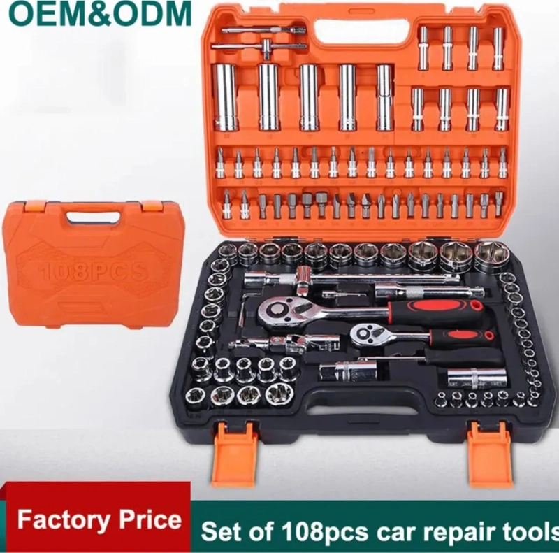 JUEGO CAJA SET DADOS CROMO VANADIUM PROFESIONALES 108 PIEZAS NARANJA - 4