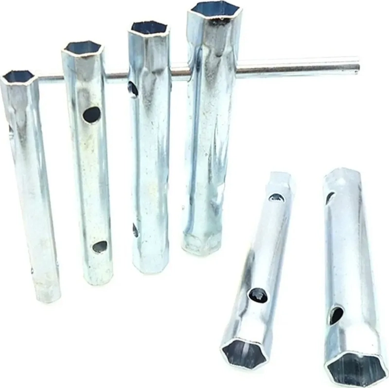 SET 6 LLAVE PLOMERO TRASERA TUERCA LLAVE BUJIA LLAVE JUEGO PLATEADO - 1