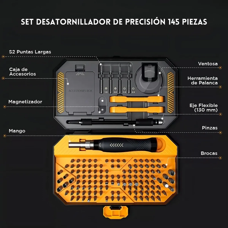 JUEGO KIT DE DESTORNILLADORES PRECISION 145 EN1 DESARMADORES - 4