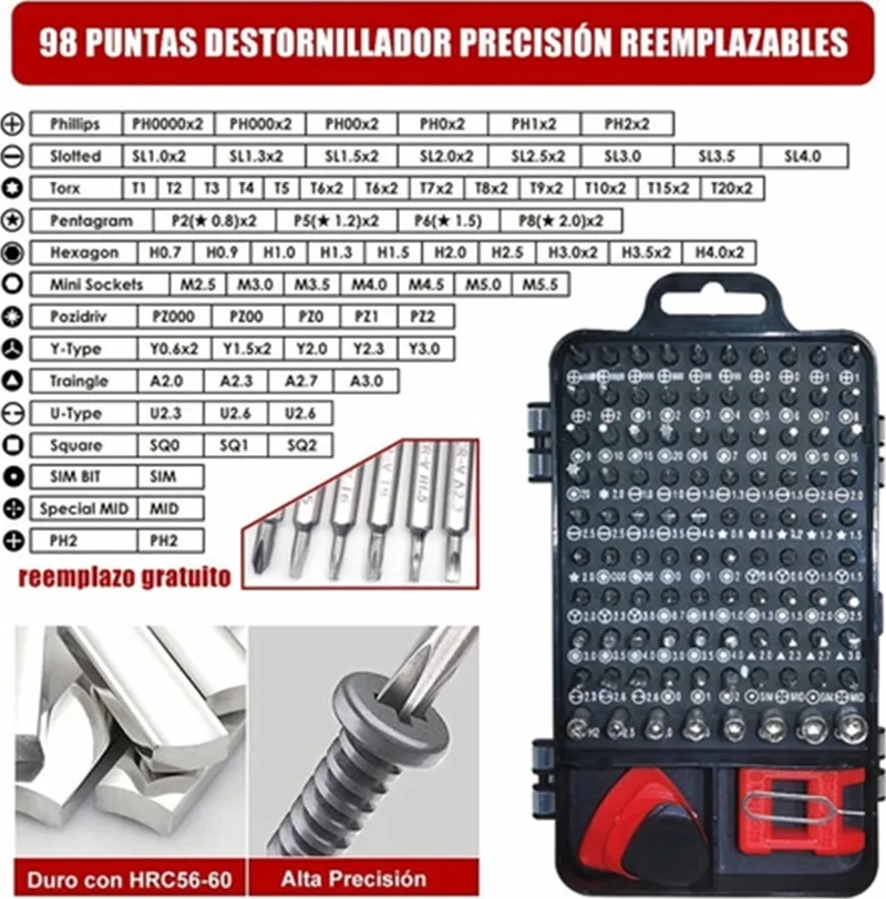 KIT DE DESARMADOR HERRAMIENTAS REPARO PRECISION PC 115 EN 1 - 3