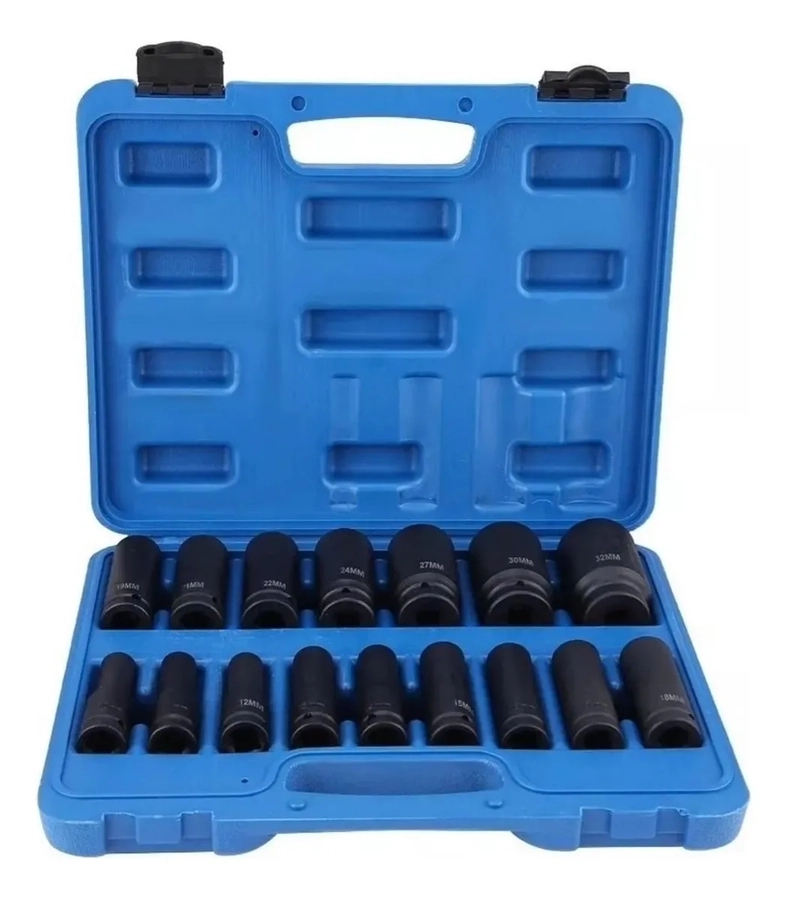 JUEGO KIT SET DADOS DE IMPACTO 1//2, 16 PIEZAS DE 10 A 32 MM - 3