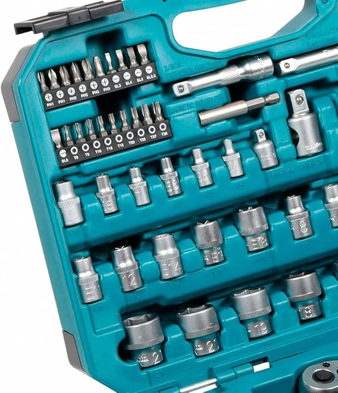 JUEGO DE DADOS 1/4 + PUNTAS MAKITA 21 PIEZAS B-54081 PLATEADO - 3
