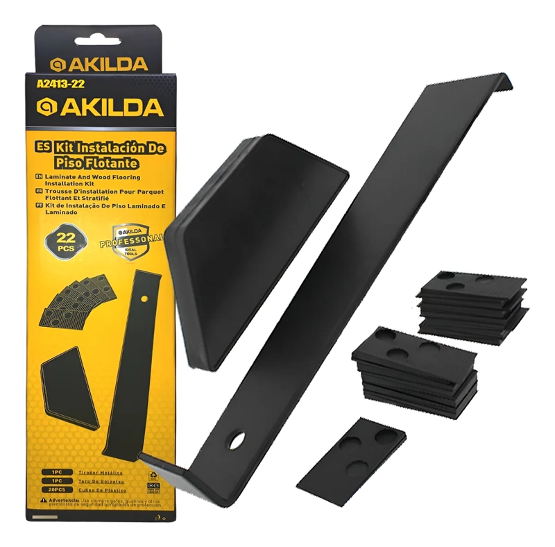 KIT INSTALACION PISO FLOTANTE LAMINADO DE MADERA PROFESIONAL COLOR NEGRO - 1
