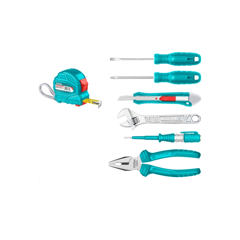 KIT JUEGO HERRAMIENTAS MANUALES 6 PIEZAS EN ESTUCHE TOTAL COLOR TURQUESA - 2
