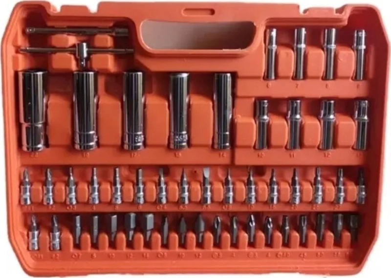 JUEGO CAJA SET DADOS CROMO VANADIUM PROFESIONALES 108 PIEZAS ROJO - 2