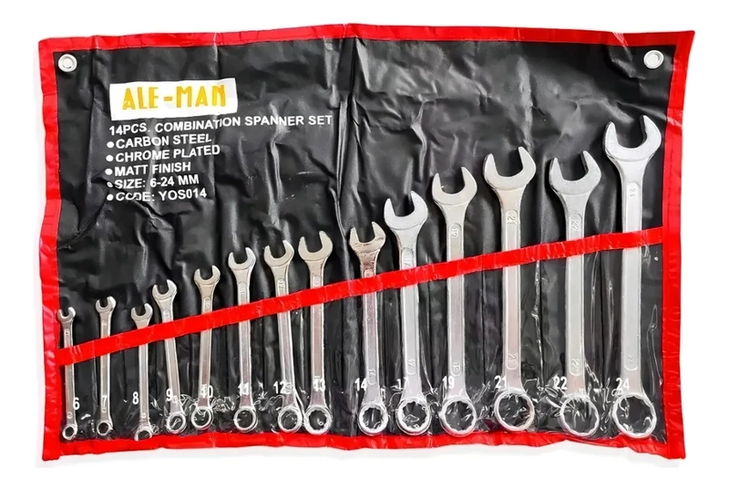 SET LLAVE COMBINADA 14 PIEZAS CROMADO SET LLAVE CORONA COLOR NEGRO - 2