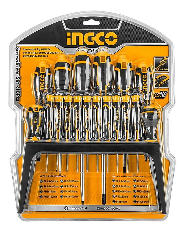 JUEGO DE DESTORNILLADORES DE 18 PIEZAS INGCO HKSD1828 - 1